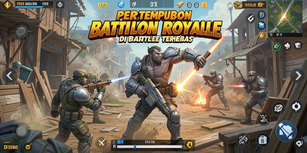 Gameplay seru D73 dalam mode Battle Royale dengan pertempuran intens.