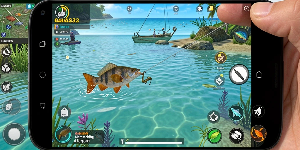 Tampilan gameplay GANAS33 yang seru dengan aksi memancing.