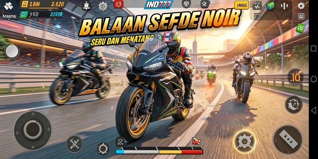 Gameplay seru dengan balapan sepeda motor yang menantang.
