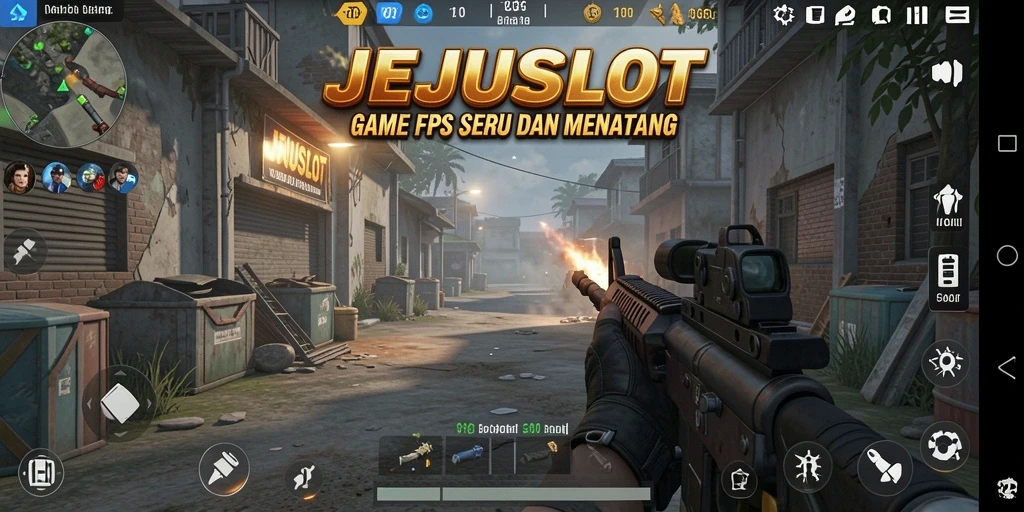 Screenshot gameplay JEJUSLOT yang menunjukkan aksi tembak-menembak yang mendebarkan.