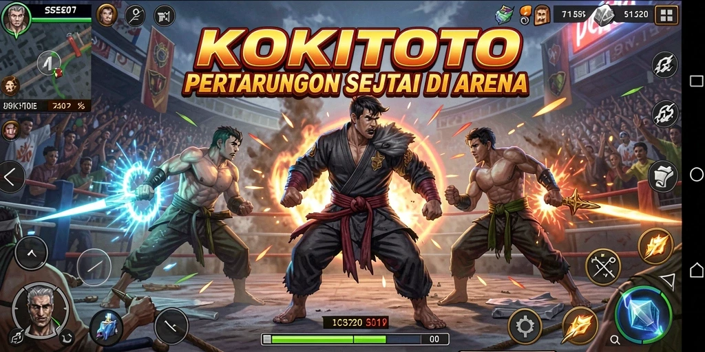 Tampilan gameplay KOKITOTO yang menegangkan dan penuh aksi.