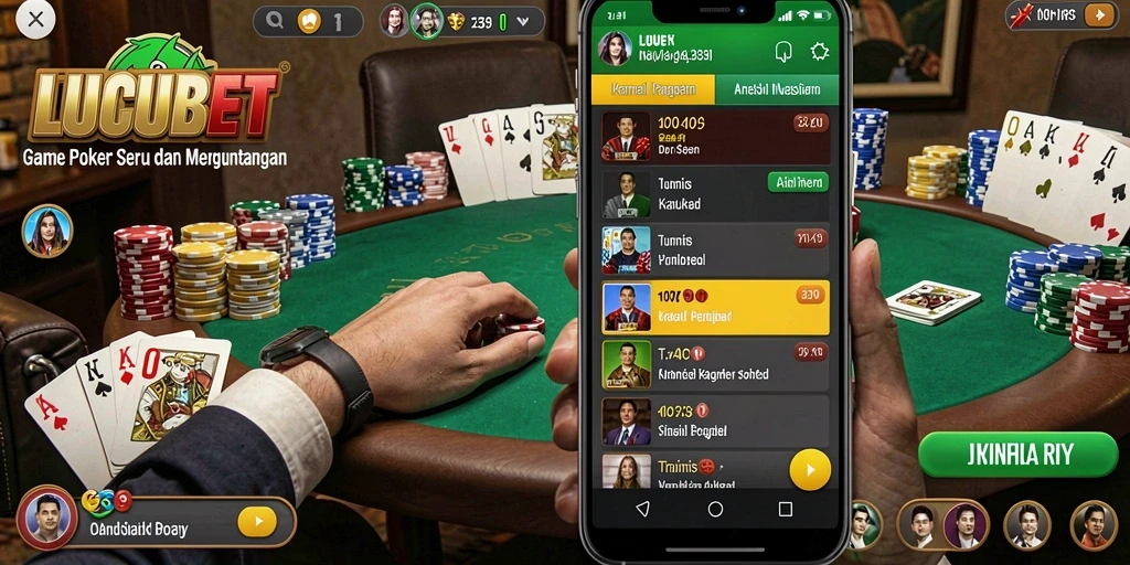 Tampilan gameplay LUCUBET yang seru dan menarik saat bermain Poker.