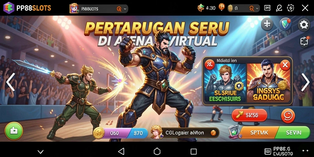 Tampilan gameplay menarik dengan pertarungan seru dan karakter yang dinamis.