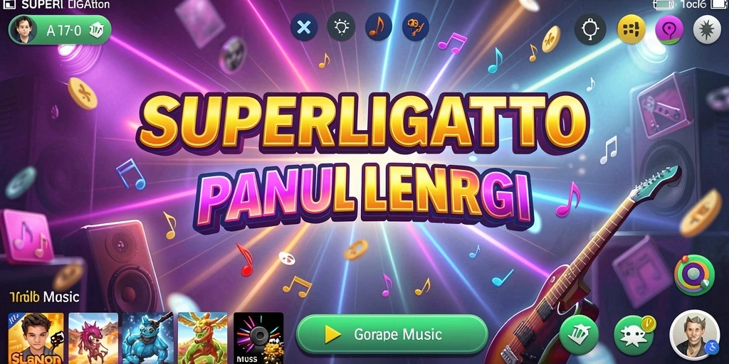 Tangkapan layar <strong>SUPERLIGATOTO</strong> menampilkan gameplay yang penuh semangat dalam musik.