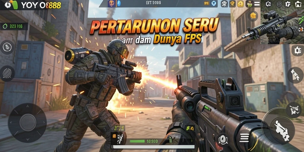 Tampilan gameplay seru dari YOYO88, aksi intens di pertempuran FPS.